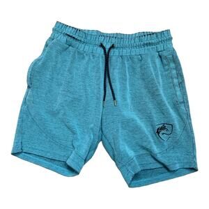 Alphalete mens large blue shorts distressed causal gym lulu workout sport relaxe